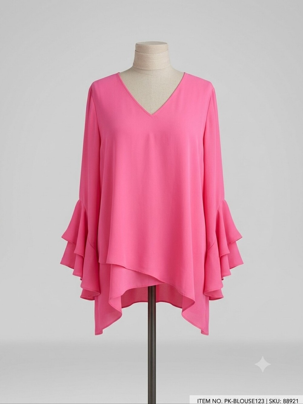 Vince Camuto V-Neck Ruffle Sleeve Pink Women's Top, Size XL